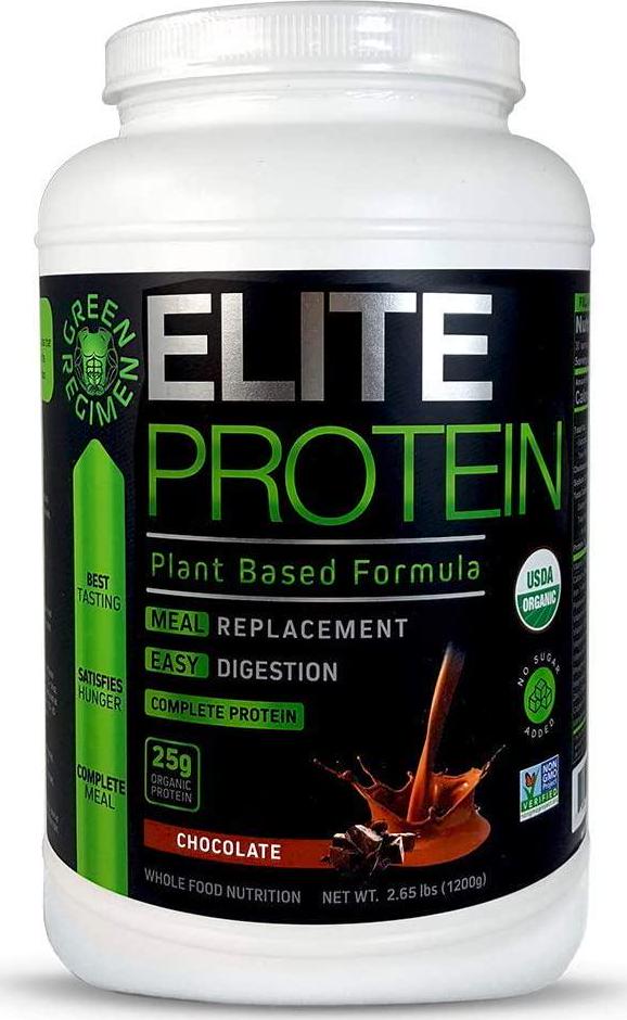 Elite Protein - Organic Plant Based Protein Powder, Chocolate, Pea and Hemp Protein, Muscle Recovery and Meal Replacement Protein Shake, USDA Organic, Non-GMO, Dairy-Free - Vegan - 30 Servings