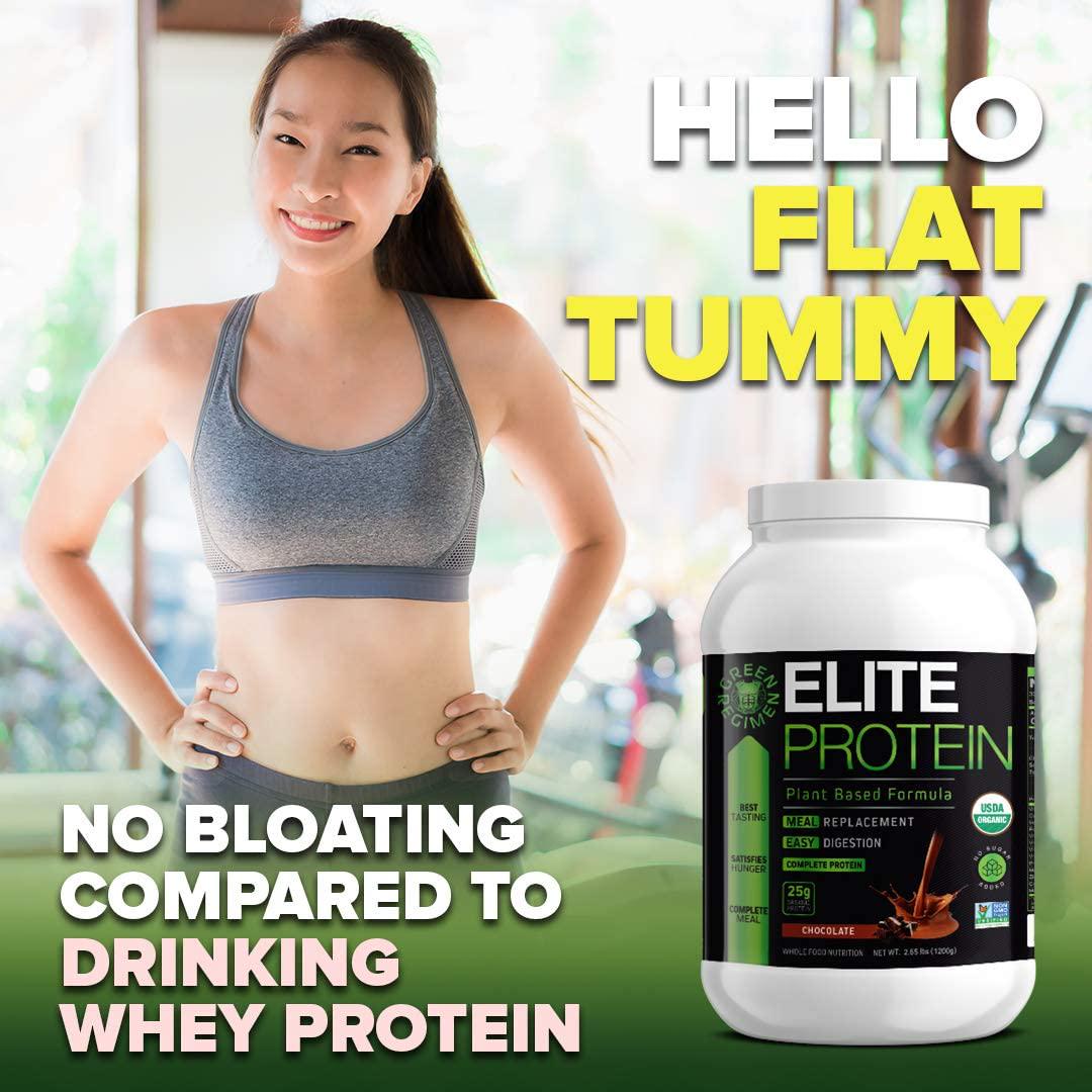Elite Protein - Organic Plant Based Protein Powder, Chocolate, Pea and Hemp Protein, Muscle Recovery and Meal Replacement Protein Shake, USDA Organic, Non-GMO, Dairy-Free - Vegan - 30 Servings