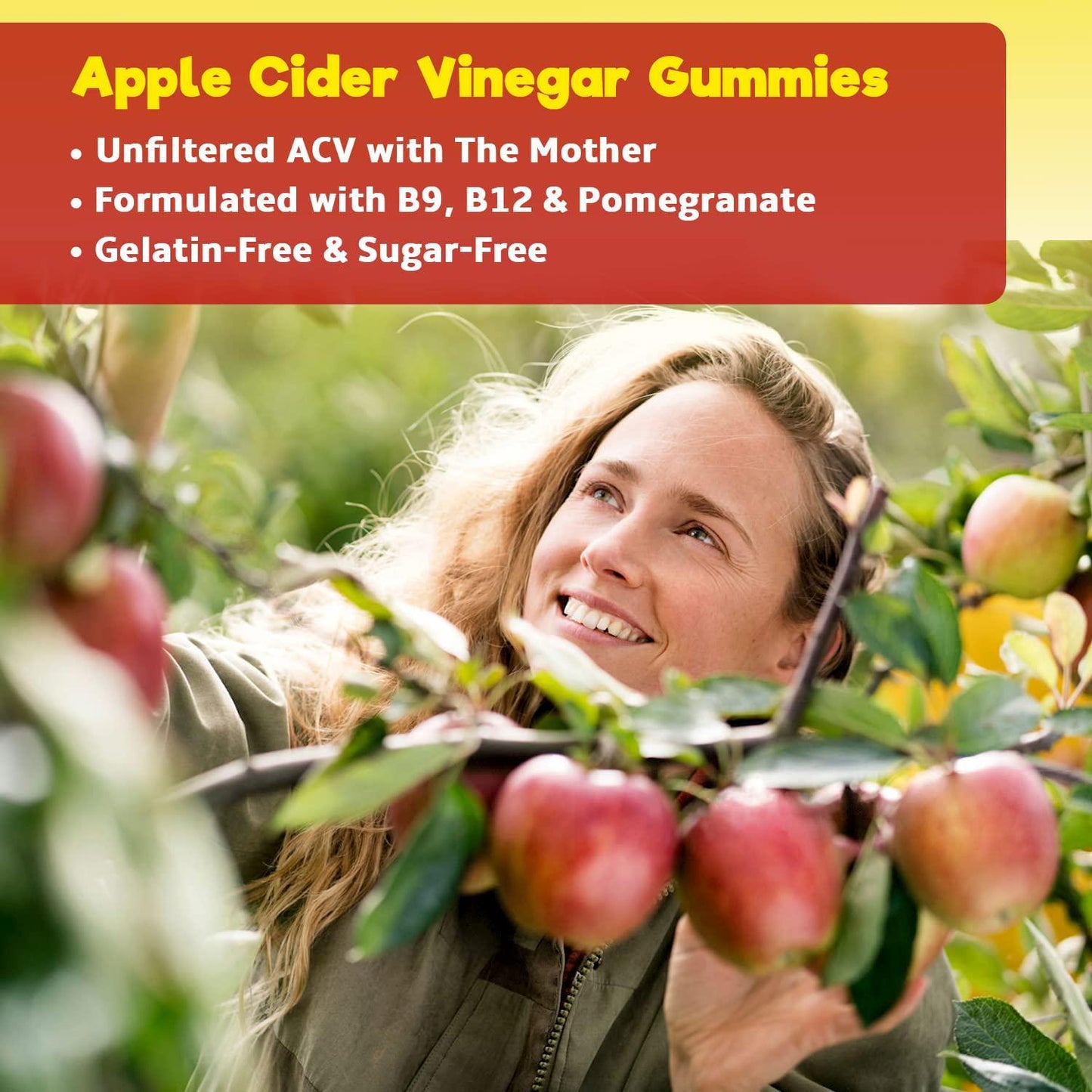 Elixeed Apple Cider Vinegar Gummies, Weight Management, Natural Detox, Better Immunity, Unfiltered ACV with The Mother, Vitamin B9, Vitamin B12, Pomegranate Extract, No Gelatin, No Sugar