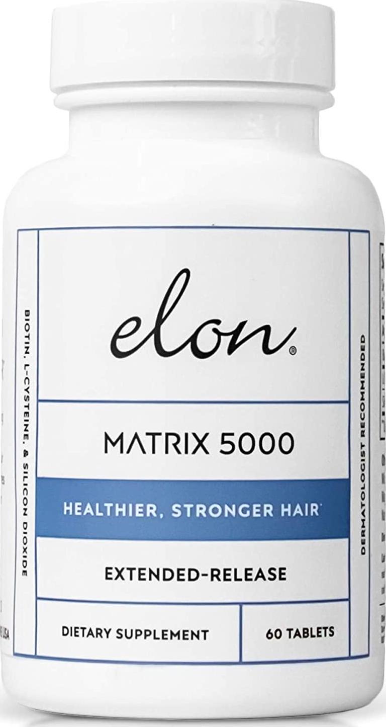 Elon Matrix 5000 with 5000 mcg Biotin | Healthier and Stronger Hair | Pharmaceutical-Grade Ingredients and Extended-Release | For All Hair Types (60 tablets)