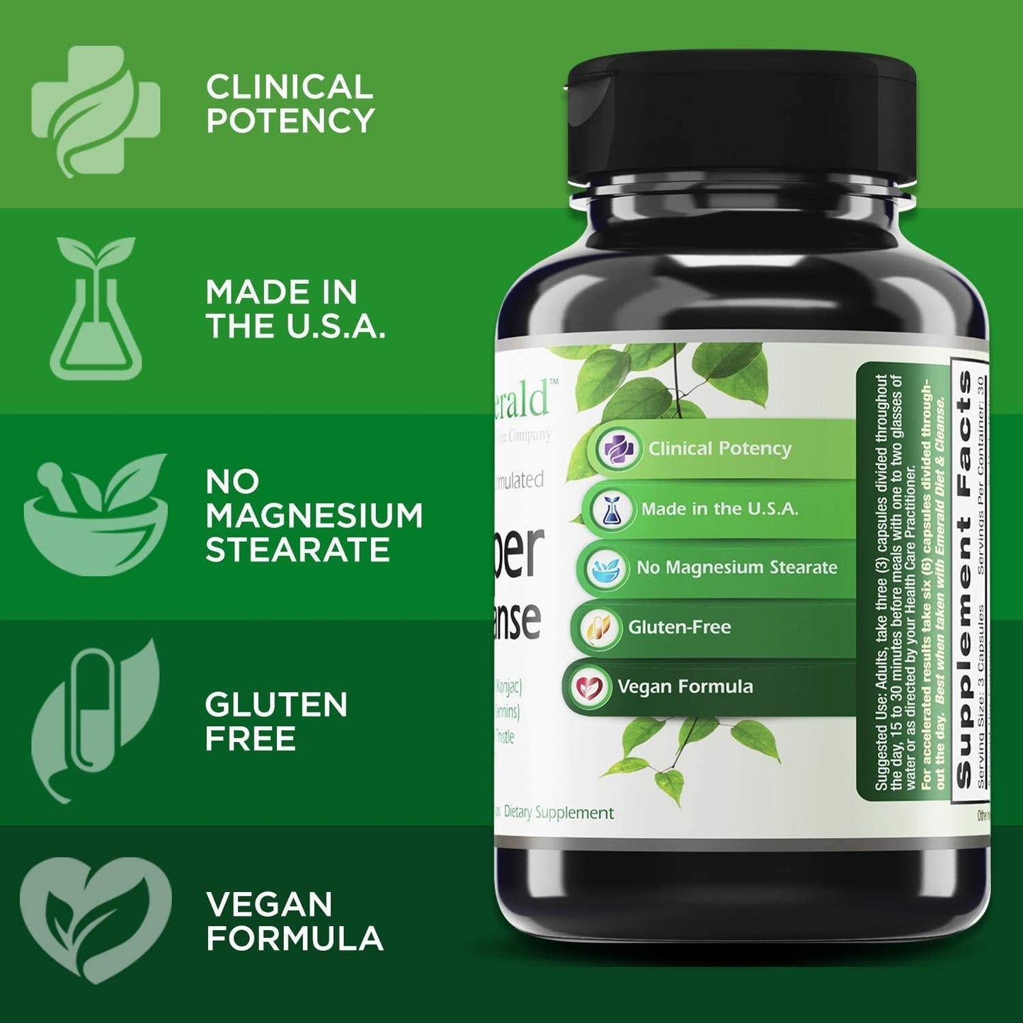 Emerald Labs Super Cleanse with Konjac Root, Triphala, Milk Thistle, and Psyllium Husk to Support Body Cleanse and Digestive System - 90 Vegetable Capsules