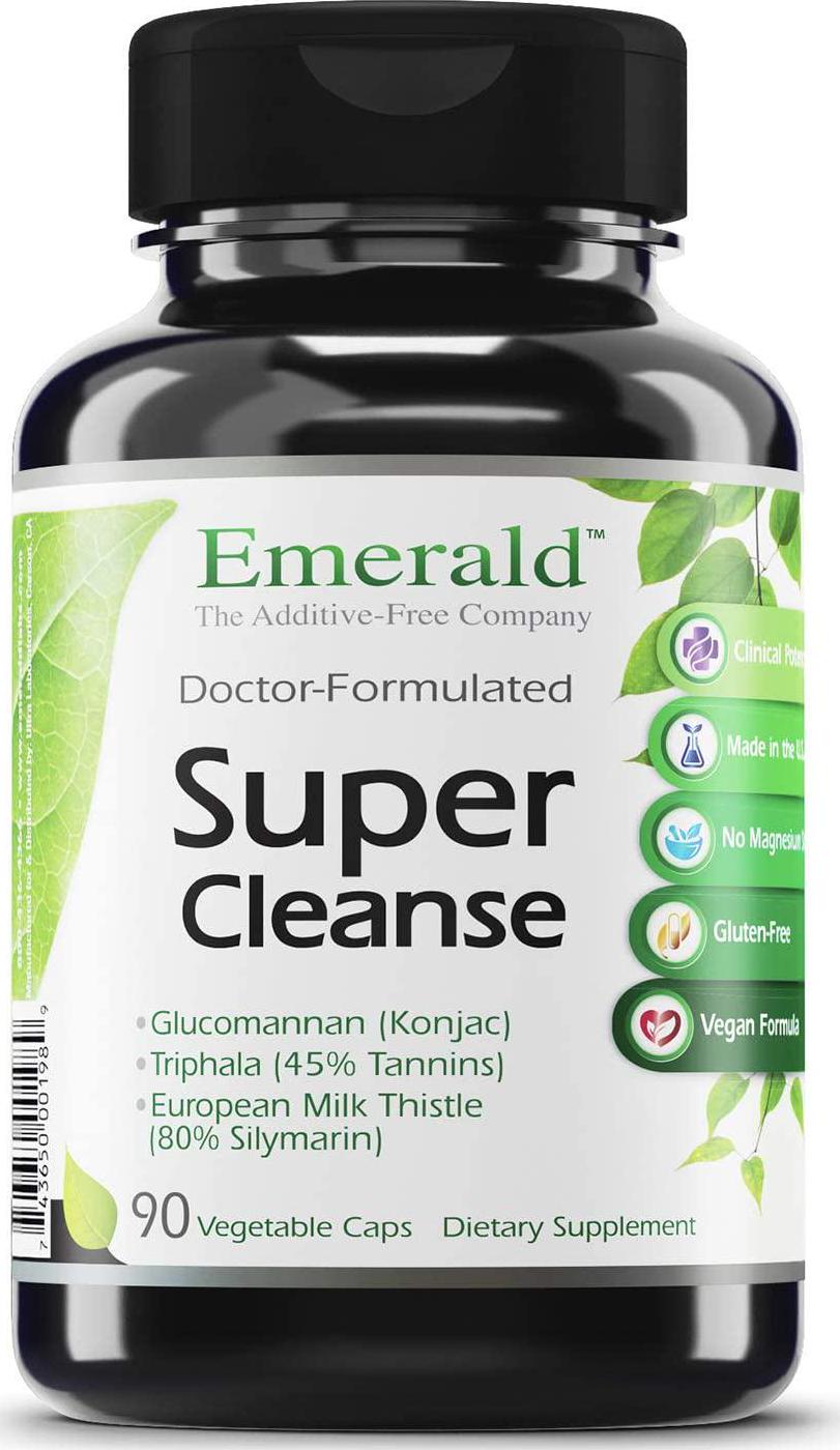 Emerald Labs Super Cleanse with Konjac Root, Triphala, Milk Thistle, and Psyllium Husk to Support Body Cleanse and Digestive System - 90 Vegetable Capsules