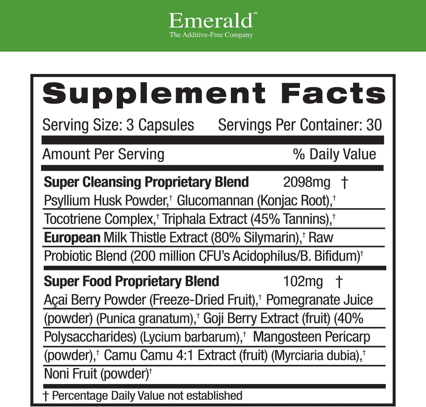 Emerald Labs Super Cleanse with Konjac Root, Triphala, Milk Thistle, and Psyllium Husk to Support Body Cleanse and Digestive System - 90 Vegetable Capsules