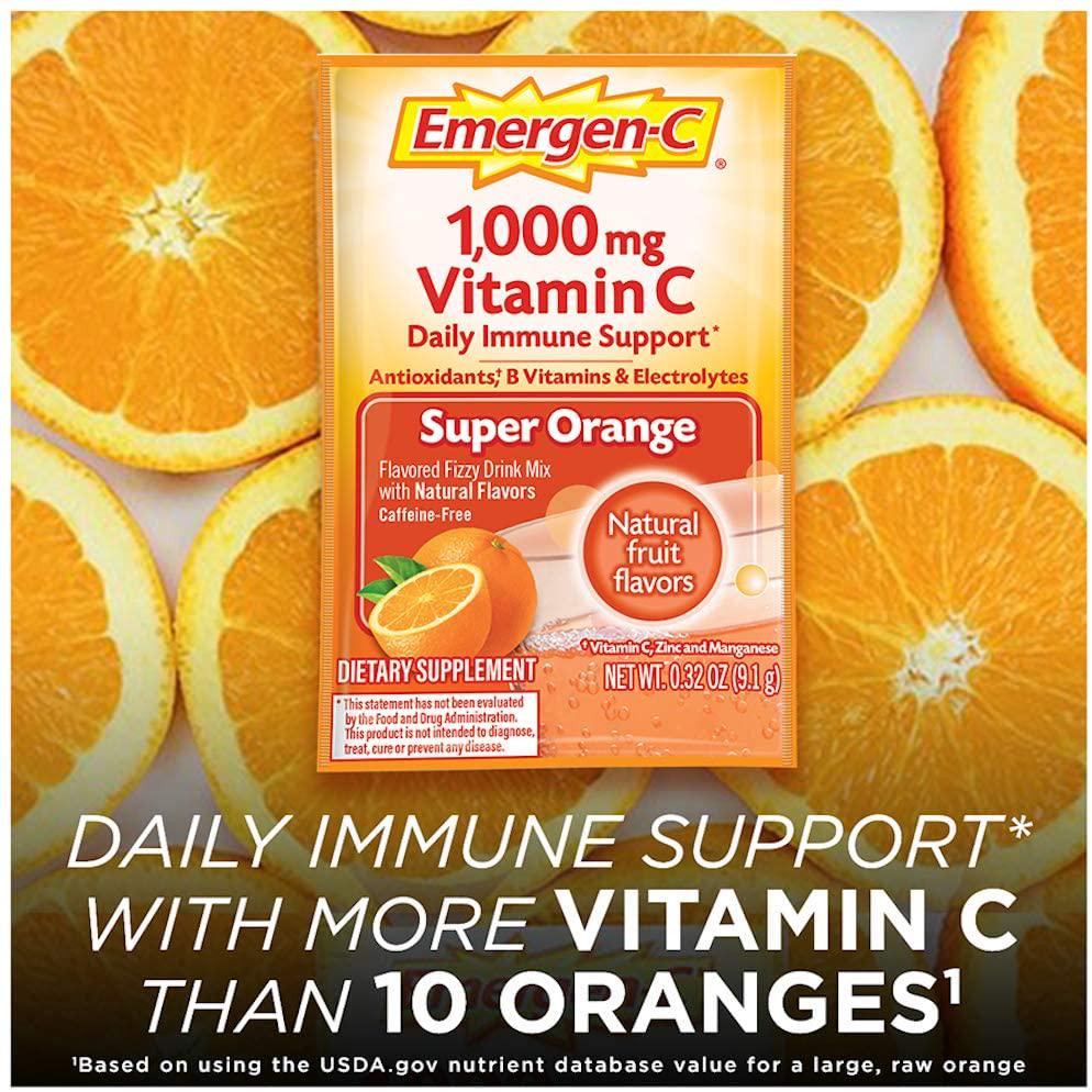 Emergen-C Dietary Supplement Drink Mix with 1000 mg Vitamin C, 0.32 Ounce Packets, Caffeine Free (Tropical Flavor, 30 Count)