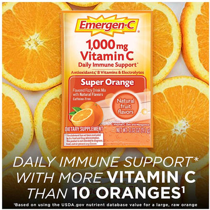 Emergen-C Dietary Supplement Drink Mix with 1000 mg Vitamin C, 0.32 Ounce Packets, Caffeine Free (Tropical Flavor, 30 Count)