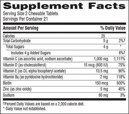 Emergen-C Immune+ Chewables System Support Dietary Supplement Tablet With 600 IU Vitamin D (Orange Blast Flavor, 42 Count)