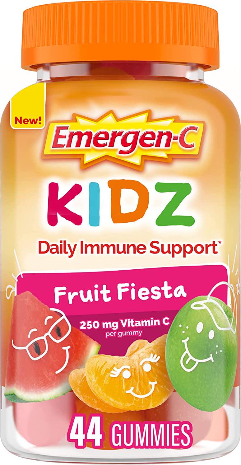 Emergen-C Kidz Daily Immune Support Dietary Supplements, Flavored Gummies with Vitamin C and B, Fruit Fiesta, 44 Count