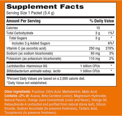 Emergen-C Probiotics+ (30 Count, Orange Flavor) Daily Immune Health Dietary Supplement Drink Mix Plus a Boost of 250mg Vitamin C, 0.19 ounce Packets