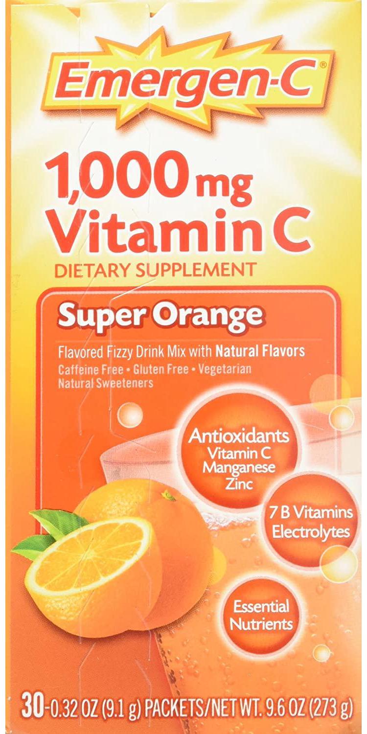 Emergen-C Vitamin C Fizzy Drink Mix Super Orange - 1000 mg - 30 Packets