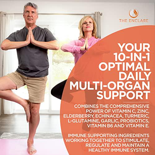 Emergency Immune Support Supplement: 10in1 Immunity Vitamins, Booster, Defense, Stress, Respiratory: Vitamin C, B6, E, Elderberry, Zinc, Echinacea, Turmeric, Garlic, Probiotic, L Glutamine (1)