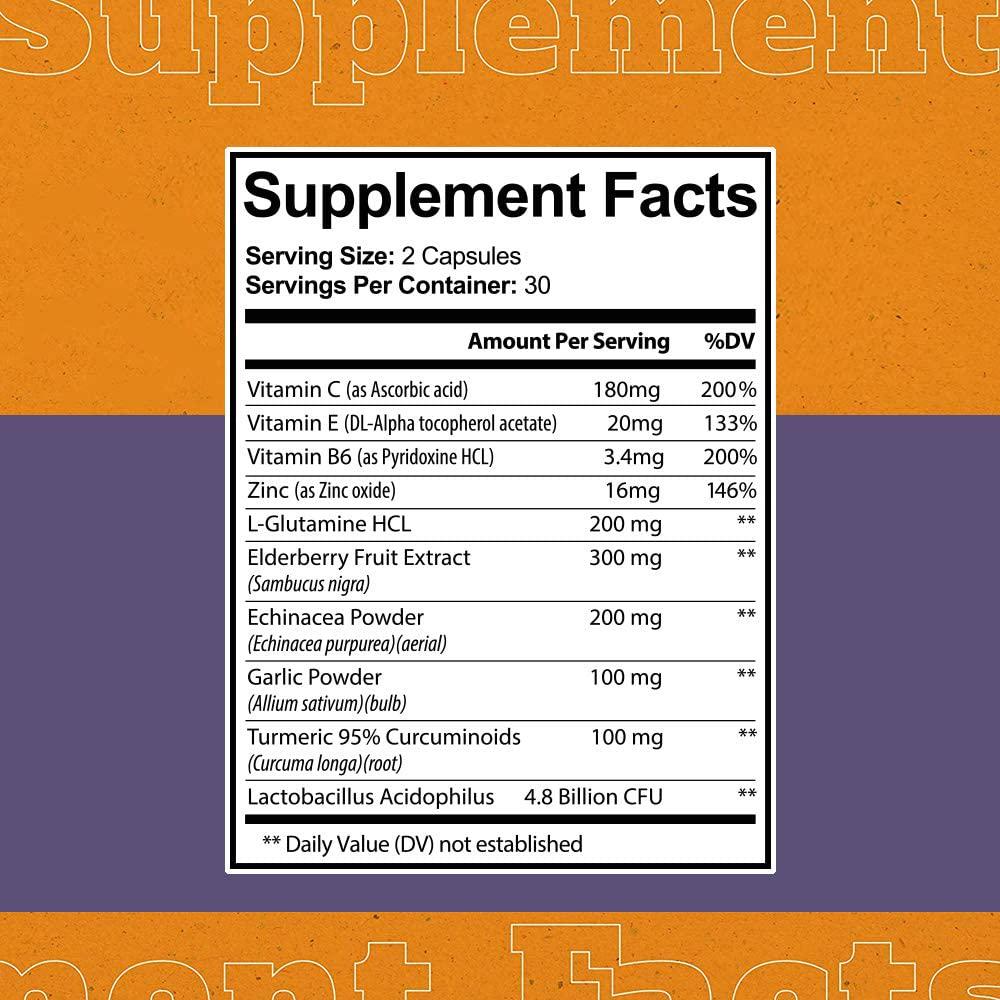 Emergency Immune Support - 10-in-1 Multivitamin Formula for Men and Women, Packed w/Vitamins, Minerals and Herbal Ingredients to Boost a Healthy Immunity System - 60 Vegetable Capsules