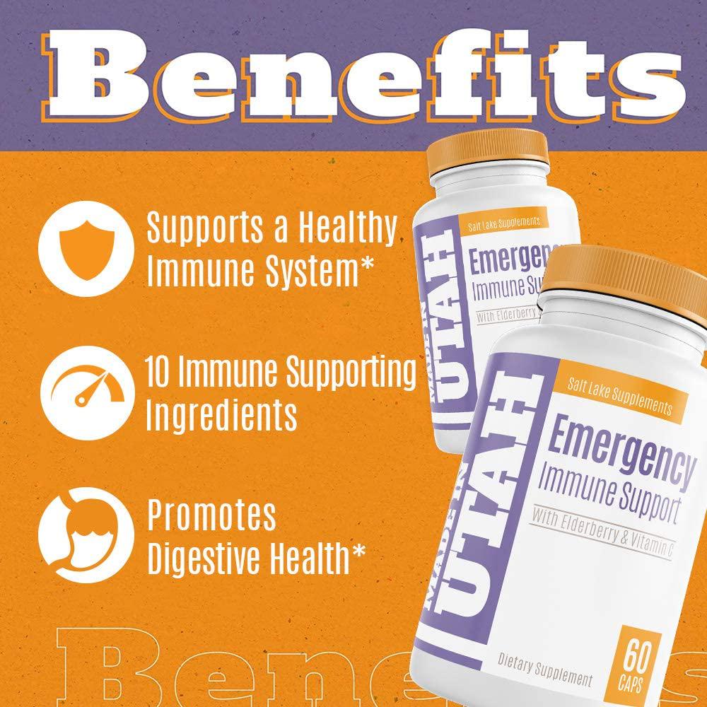 Emergency Immune Support - 10-in-1 Multivitamin Formula for Men and Women, Packed w/Vitamins, Minerals and Herbal Ingredients to Boost a Healthy Immunity System - 60 Vegetable Capsules