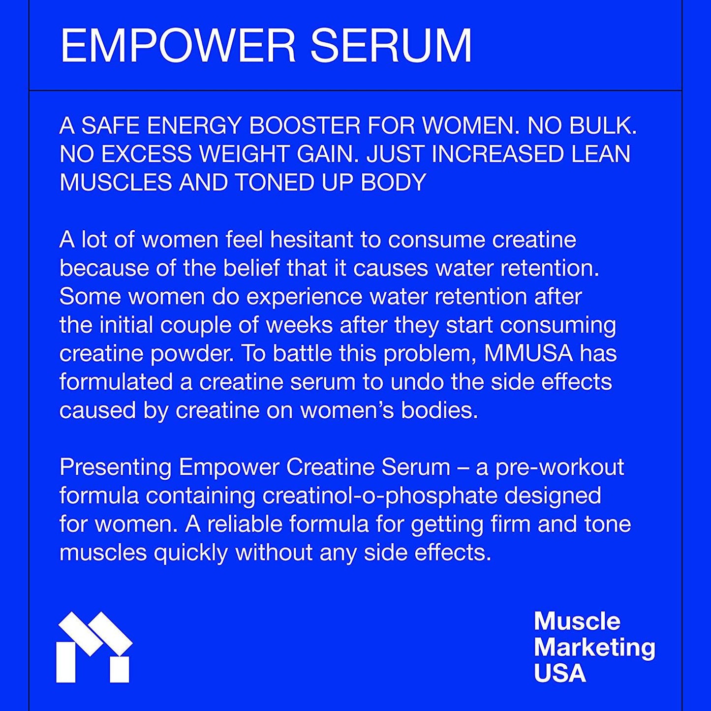 Empower pro workout , Energy + Strength Booster Serum for Women by mmusa. Fast Energy + Increased Muscle Strength - No Water retention, Stable- Creatine with L-Glutamine, No bloating. Grape