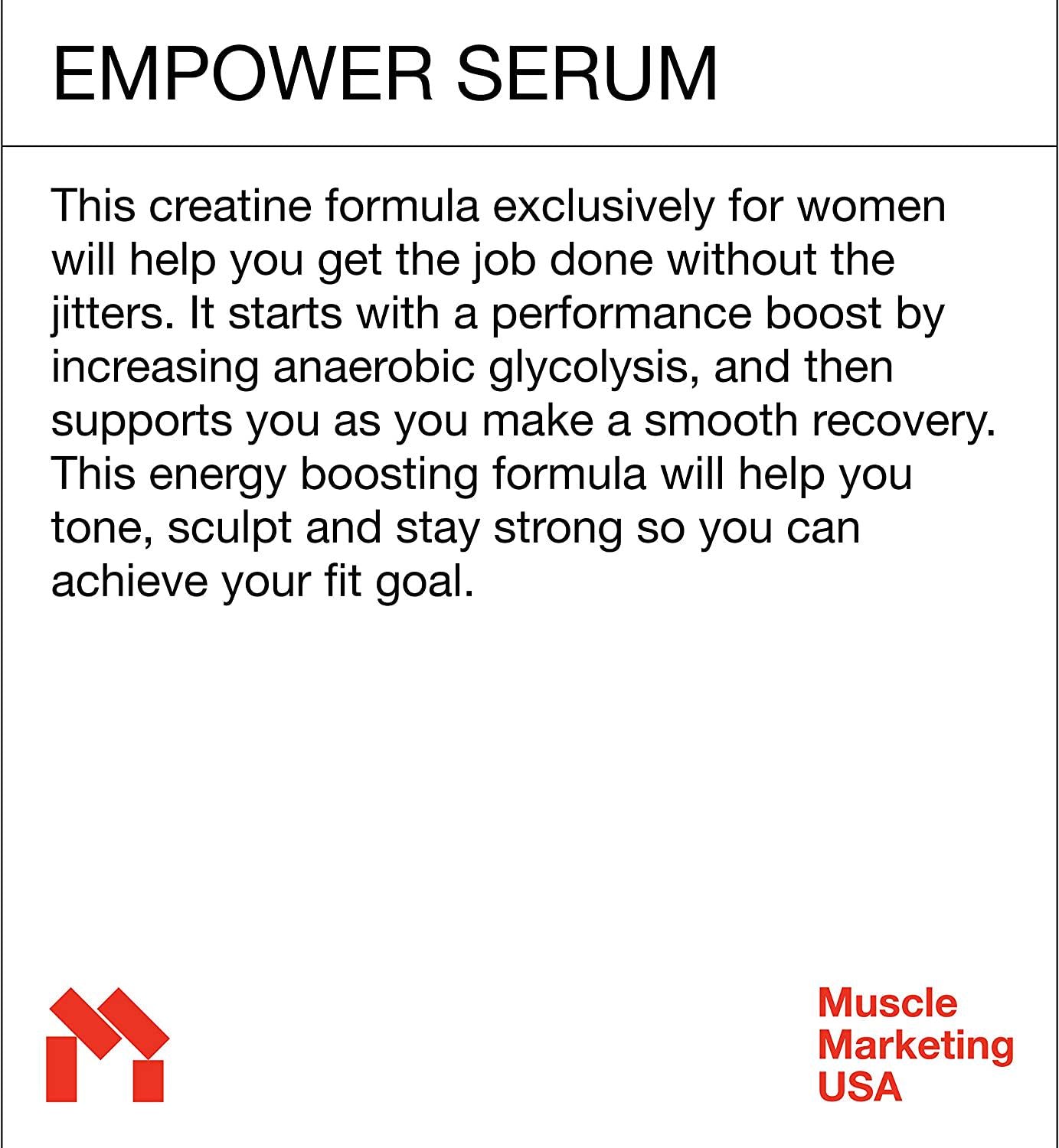 Empower pro workout , Energy + Strength Booster Serum for Women by mmusa. Fast Energy + Increased Muscle Strength - No Water retention, Stable- Creatine with L-Glutamine, No bloating. Grape