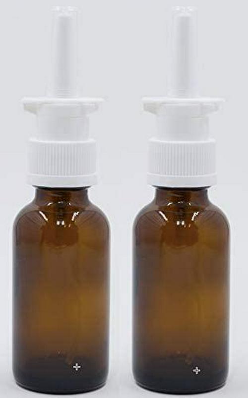 Empty Amber Glass Nasal Sprayer 2-Pack for Intranasal Insulin, Colloidal Silver and Saline Applications, 30ml (1oz) -dispenses .1 ml = 10 IU
