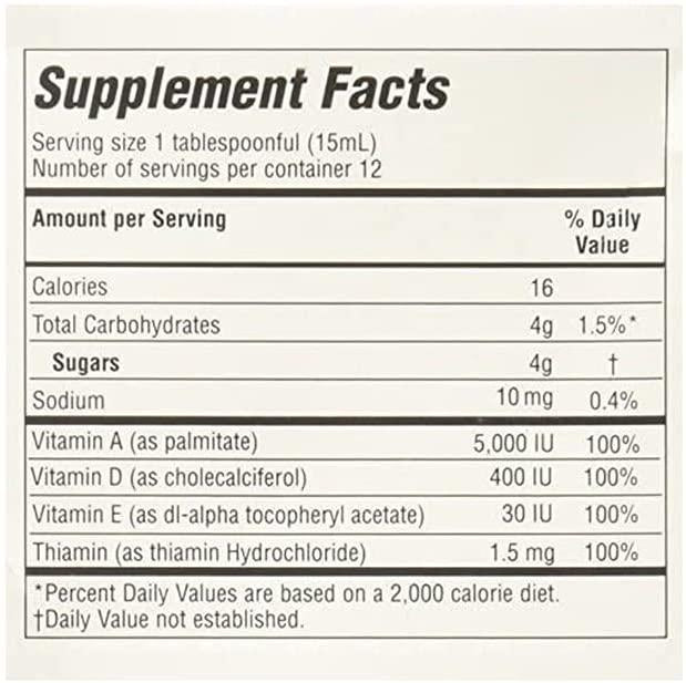 Emulsion de Escocia, Cod Liver Oil to Enhance Your Children Immune System, Vitamins A and D, Vitamins E and B1, Dietary Supplement, Flavor, Bottle, Orange, 15.3 Oz