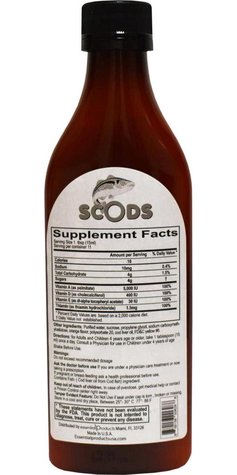 Emulsion de Scods Naranja Cod Liver Oil Emulsion Orange 200ml Vitamin A + D + E and B1