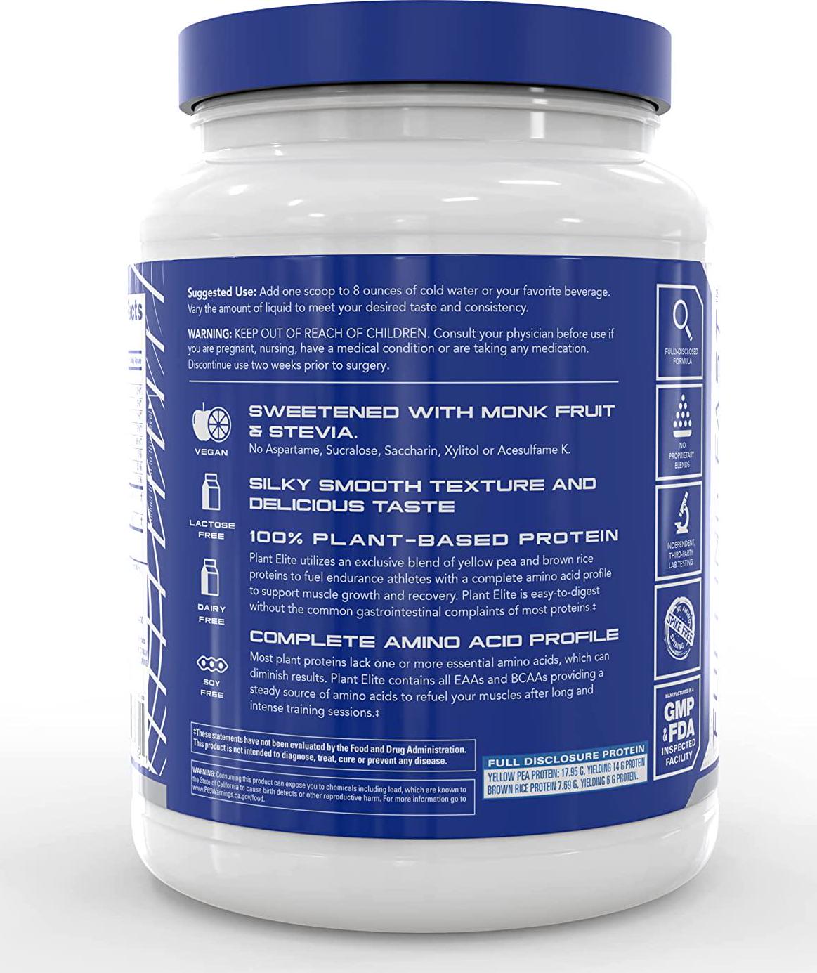 EndurElite Plant Elite Protein Powder - Yellow Pea and Brown Rice Protein Blend - Low Carb - Vanilla