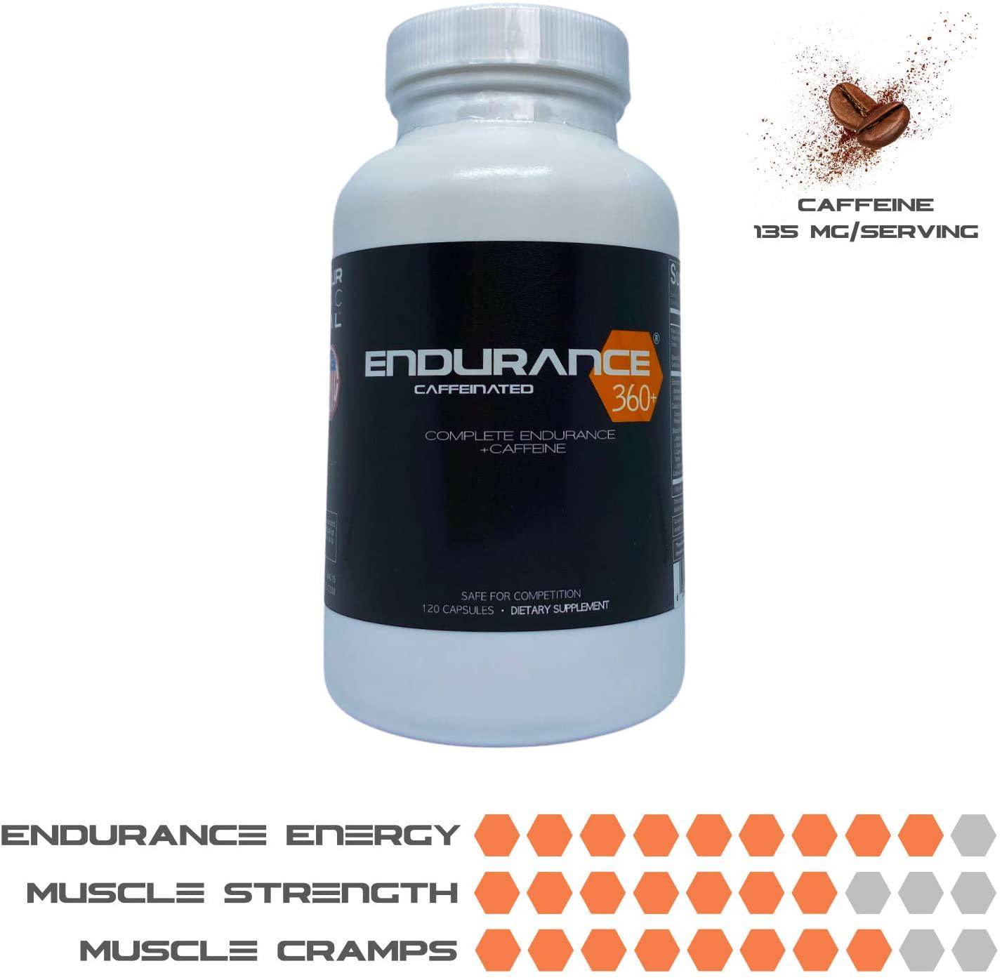 Endurance360 Caffeinated Sports Performance Supplement for Triathletes Runners Cyclists, VO2 Max, Smart Muscle Recovery, Aid Muscle Soreness, Muscular Endurance
