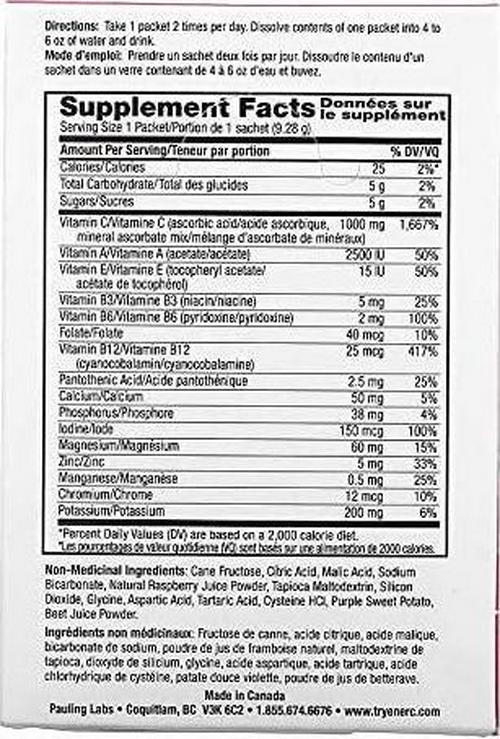Ener-C Effervescent Multivitamin Non-GMO Gluten-Free Vegan Powdered Fruit Juice Drink Mix for Immune Support and Hydration with Electrolytes Raspberry Flavor 30 Packets