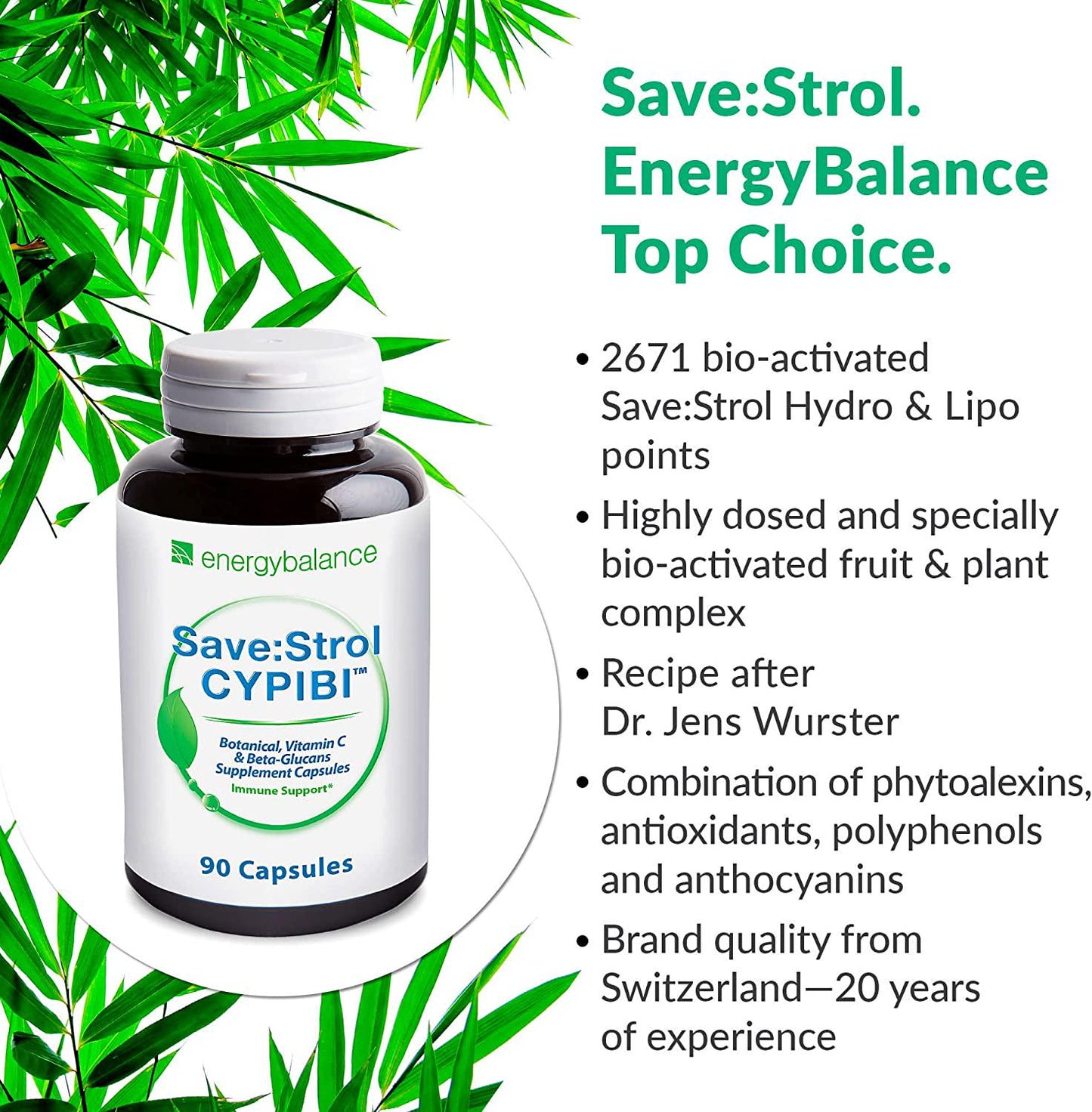 EnergyBalance Save:Strol CYPIBI Dr. Jens Wurster - Capsules with polyphenol Extract and anthocyanins from Blueberry Extract - Vegetable, Natural - Quality from Switzerland - 90 VegeCaps à 536 mg