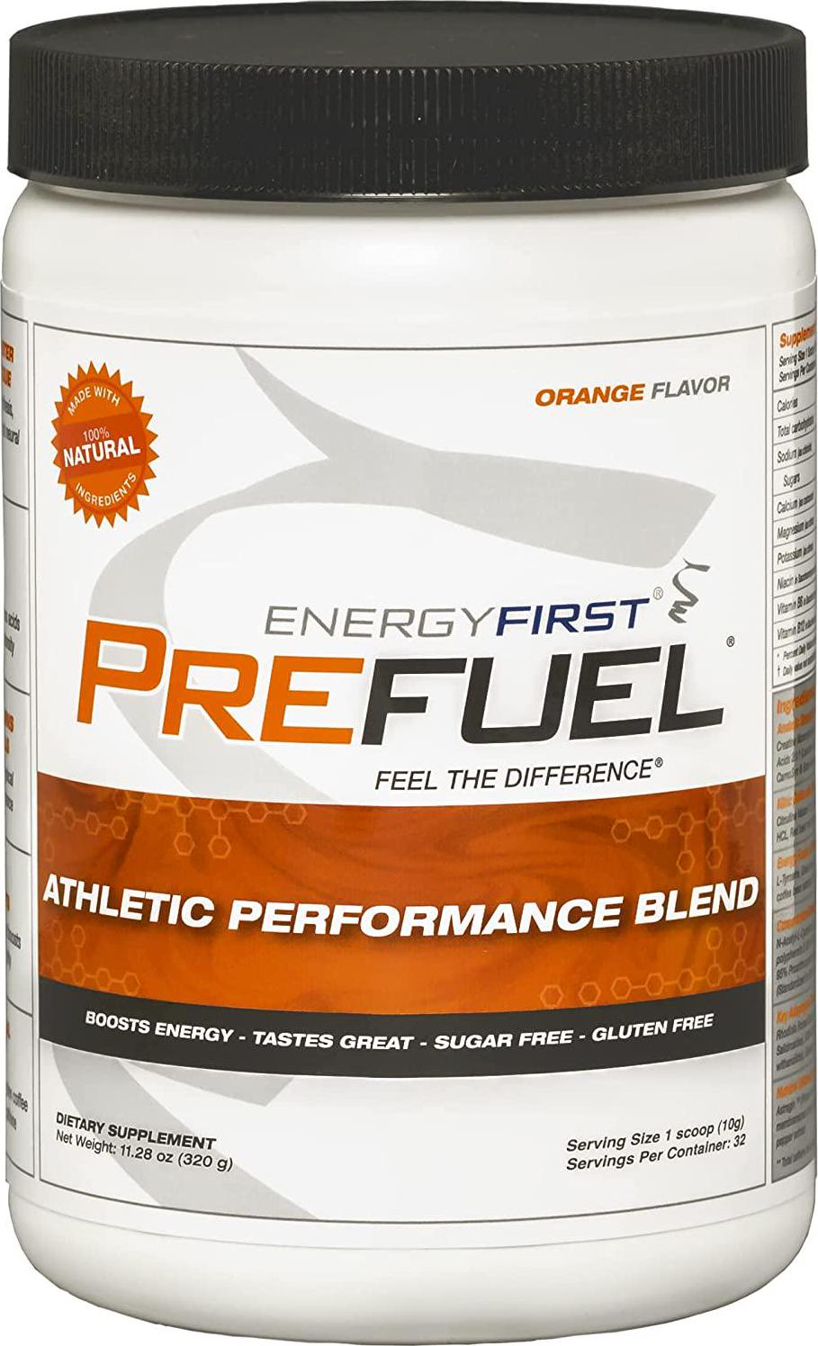 Energy First Prefuel Preworkout Energizer, Sugar and Gluten Free Protein Powder, Creatine Monohydrate Powder Drink, Boost Energy, Sports Nutrition Supplement (11.28 Ounce)