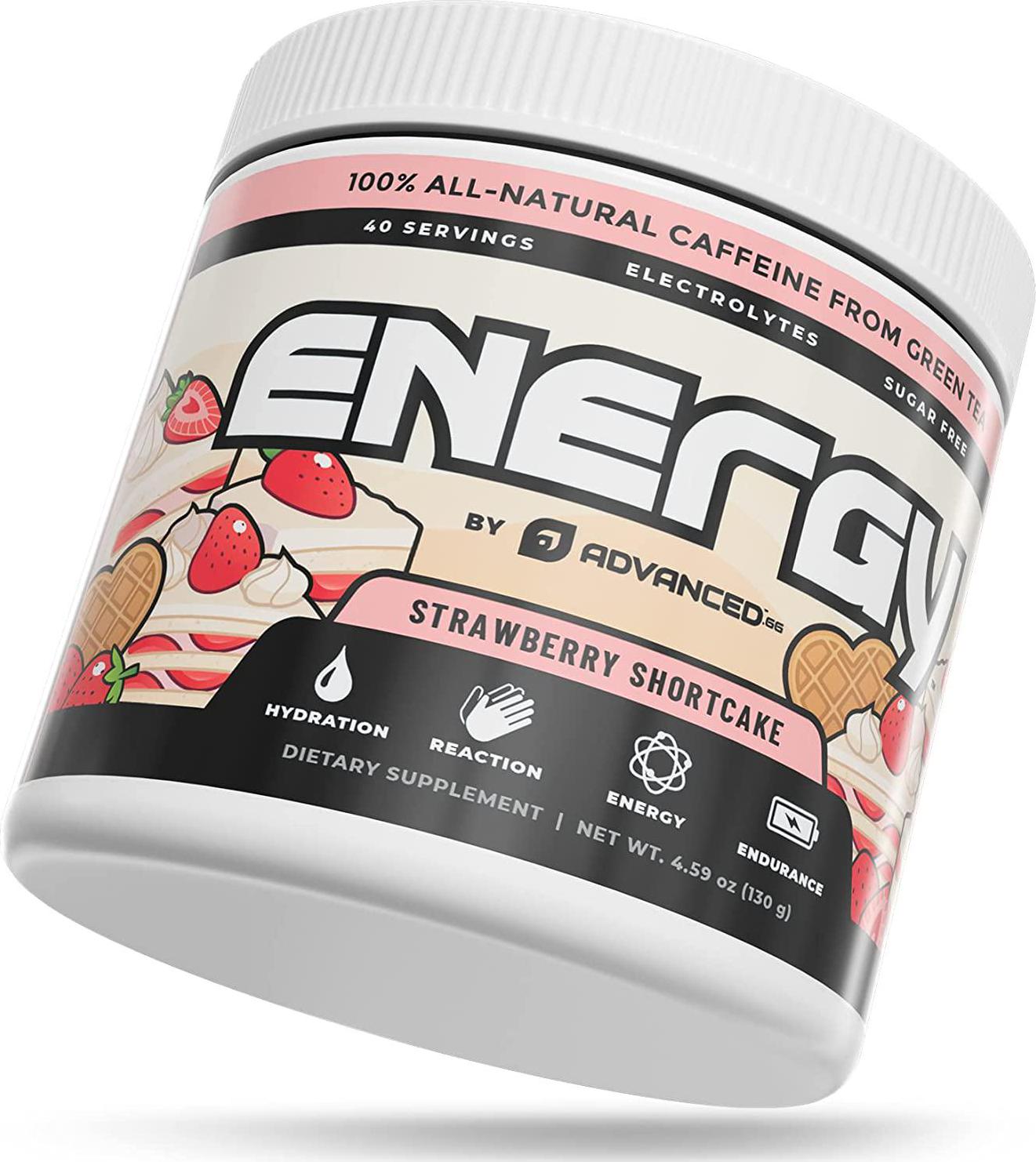 Energy by ADVANCED - Energy Boosting Formula with Electrolytes for Hydration | L-Theanine to Combat Jitters | Sugar Free and Keto Friendly | No Maltodextrin (40 Servings) (Strawberry Shortcake)