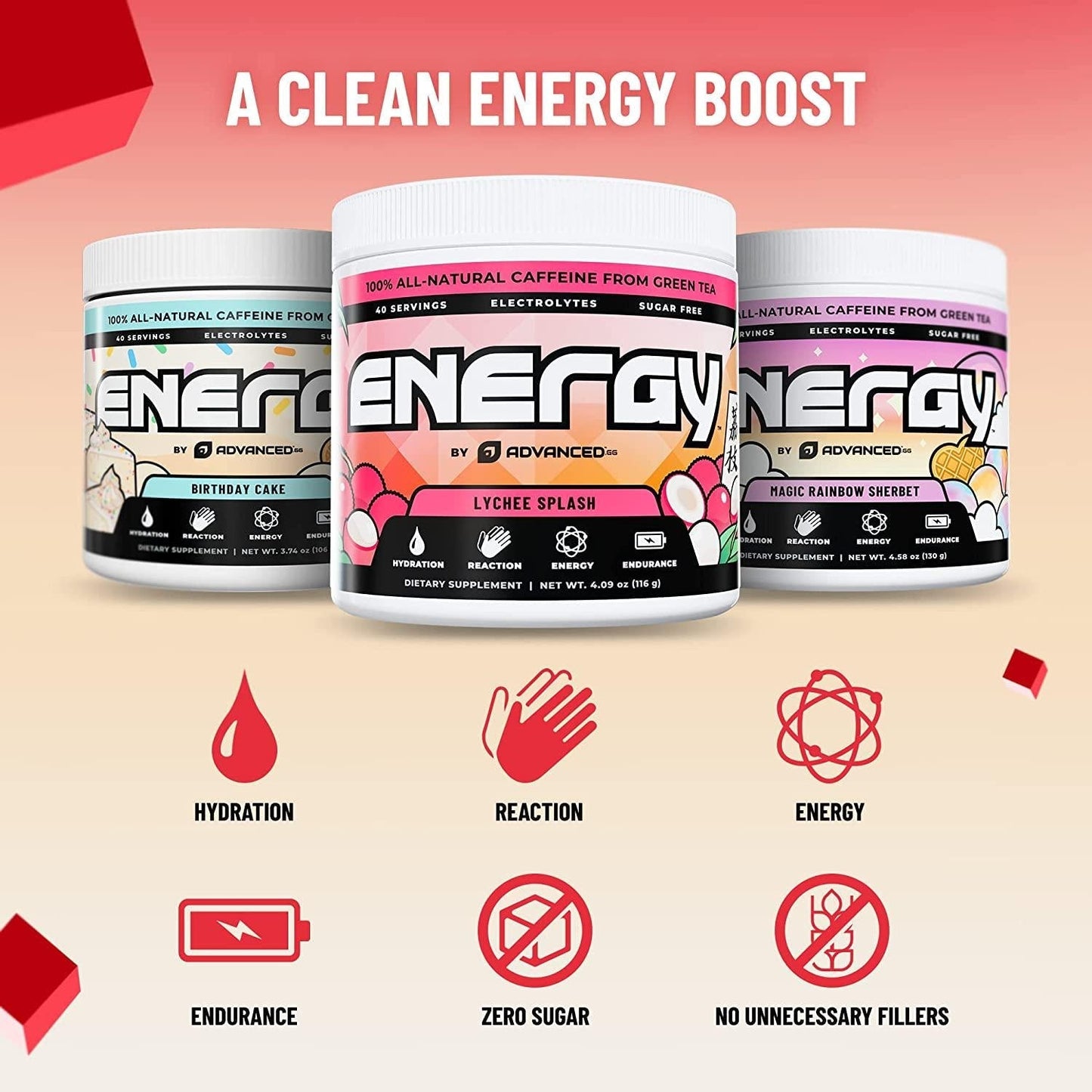Energy by ADVANCED - Energy Boosting Formula with Electrolytes for Hydration | L-Theanine to Combat Jitters | Sugar Free and Keto Friendly | No Maltodextrin (40 Servings) (Strawberry Shortcake)