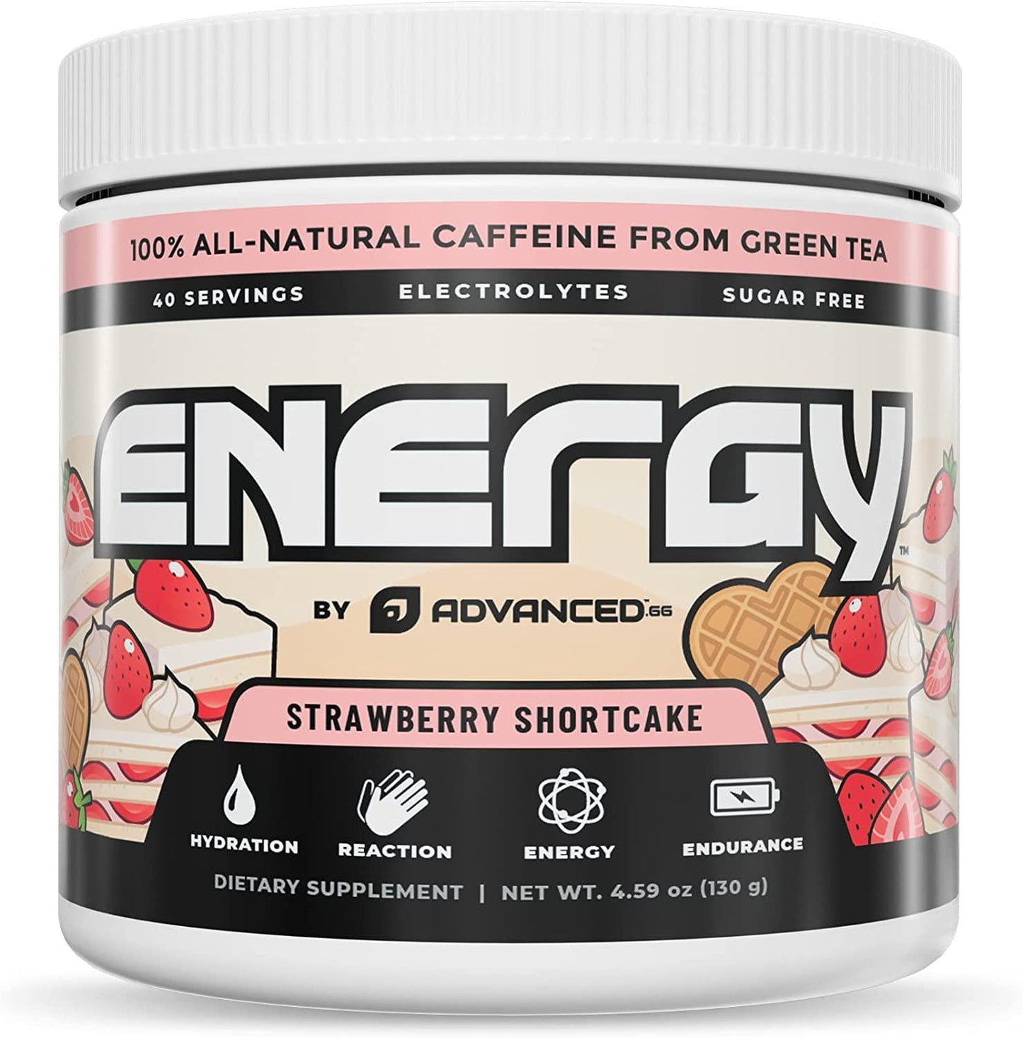 Energy by ADVANCED - Energy Boosting Formula with Electrolytes for Hydration | L-Theanine to Combat Jitters | Sugar Free and Keto Friendly | No Maltodextrin (40 Servings) (Strawberry Shortcake)
