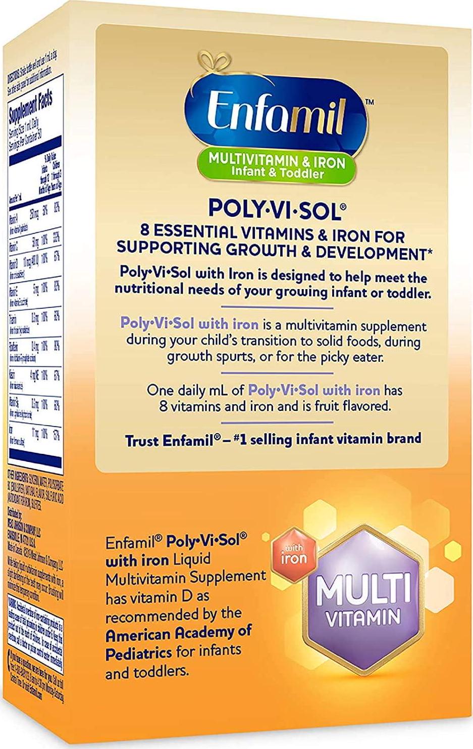 Enfamil Poly-Vi-Sol Multivitamin Supplement Drops with Iron 50 mL (Packs of 2)