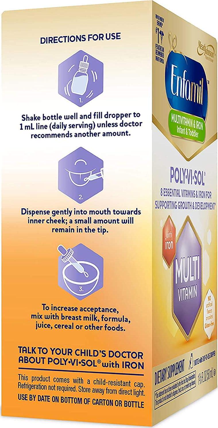 Enfamil Poly-Vi-Sol Multivitamin Supplement Drops with Iron 50 mL (Packs of 2)