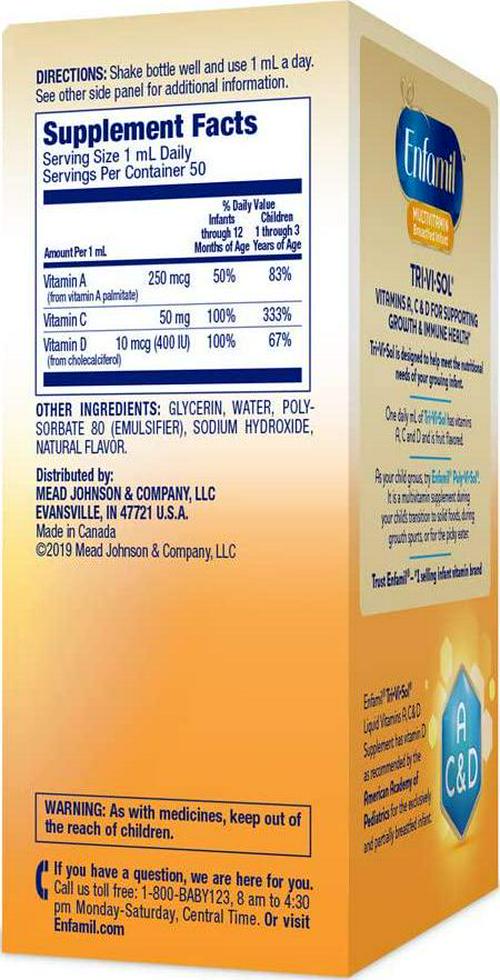 Enfamil Tri-Vi-Sol Supplement Drops, Vitamins A,D and C for Infants 1.66 fl oz (50 ml)