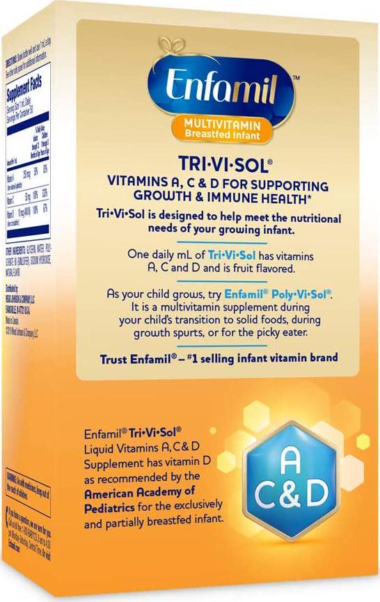 Enfamil Tri-Vi-Sol Supplement Drops, Vitamins A,D and C for Infants 1.66 fl oz (50 ml)