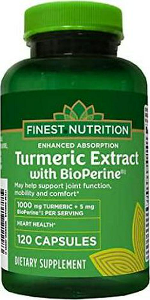 Enhanced Absorption Turmeric Extract 1000mg with BioPerine 5mg Dietary Supplement, Extra Strength, 120 Capsules