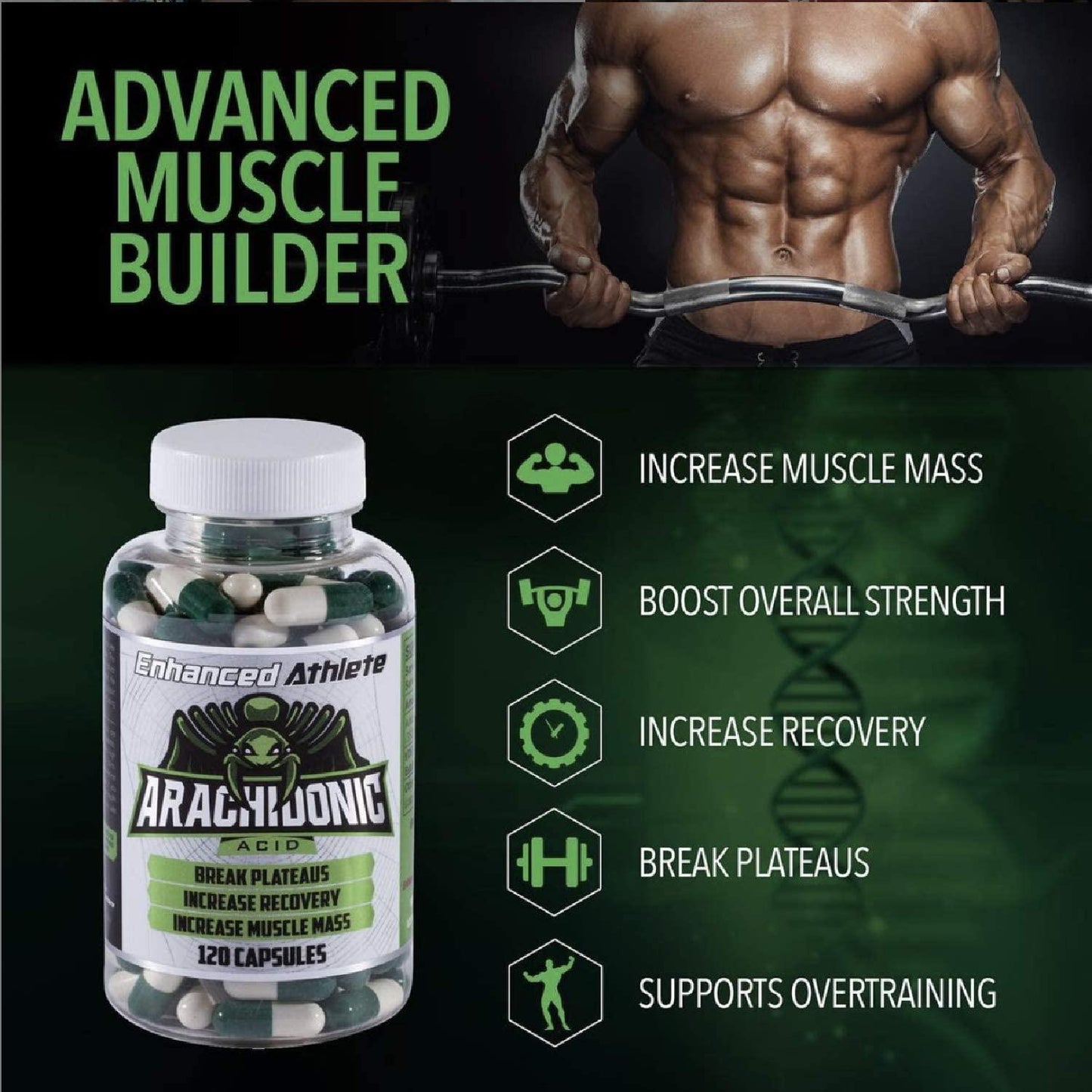 Enhanced Athlete Arachidonic Acid - Muscle and Strength Booster - Preserve Muscle and Boost Protein Synthesis - 350mg x 120 Capsules