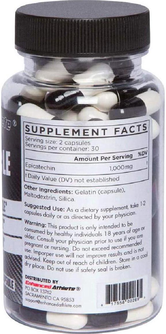 Enhanced Athlete Epimuscle - Natural Anabolic, Increase Lean Mass, Reduce Myostatin, 250mg Pure Epicatechin/ 60 Capsules