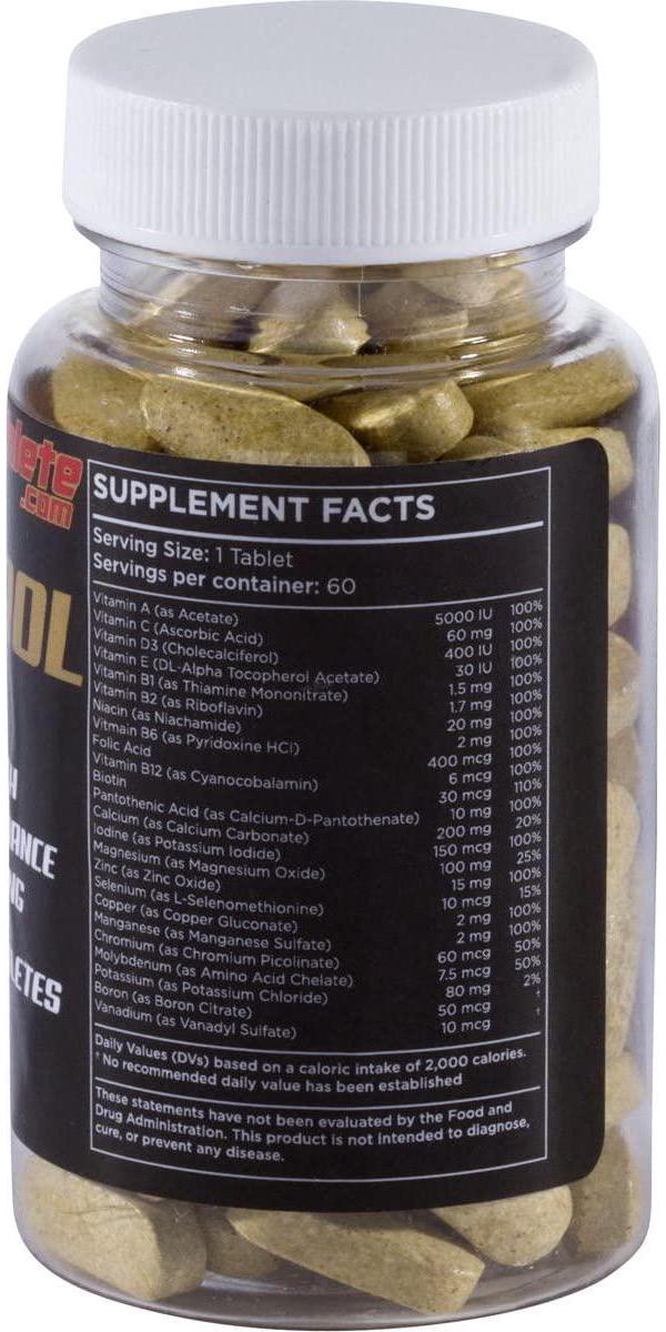 Enhanced Athlete Vita-Drol - Mens Multivitamin Supplement Designed for Athletes - with Vitamins A, B, C, D, E, Biotin, Magnesium - 60 Tablets