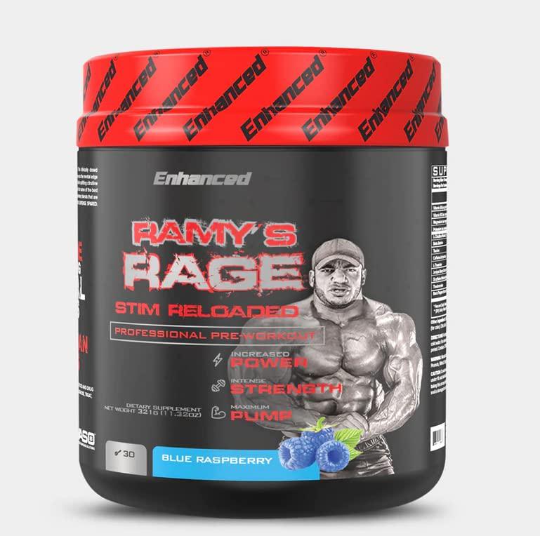 Enhanced Labs - Mr. Olympia 2020 Big Ramy s Rage STIM - Stimulating Pre Workout for Improved Focus, Intense Energy and Increased Power - 30 Servings - Blue Raspberry