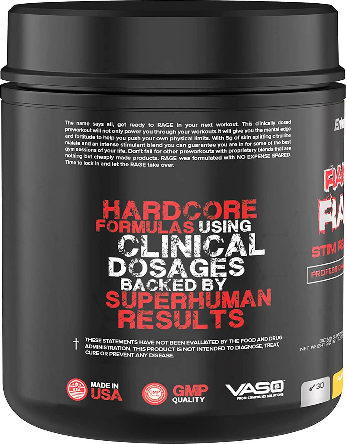 Enhanced Labs - Mr. Olympia 2020 Big Ramy s Rage Pump - Stimulant Free Pre Workout w/ Creatine to Increase Power, Maximize Pump, and Intensify Strength (30 Servings) (Orange Juice)