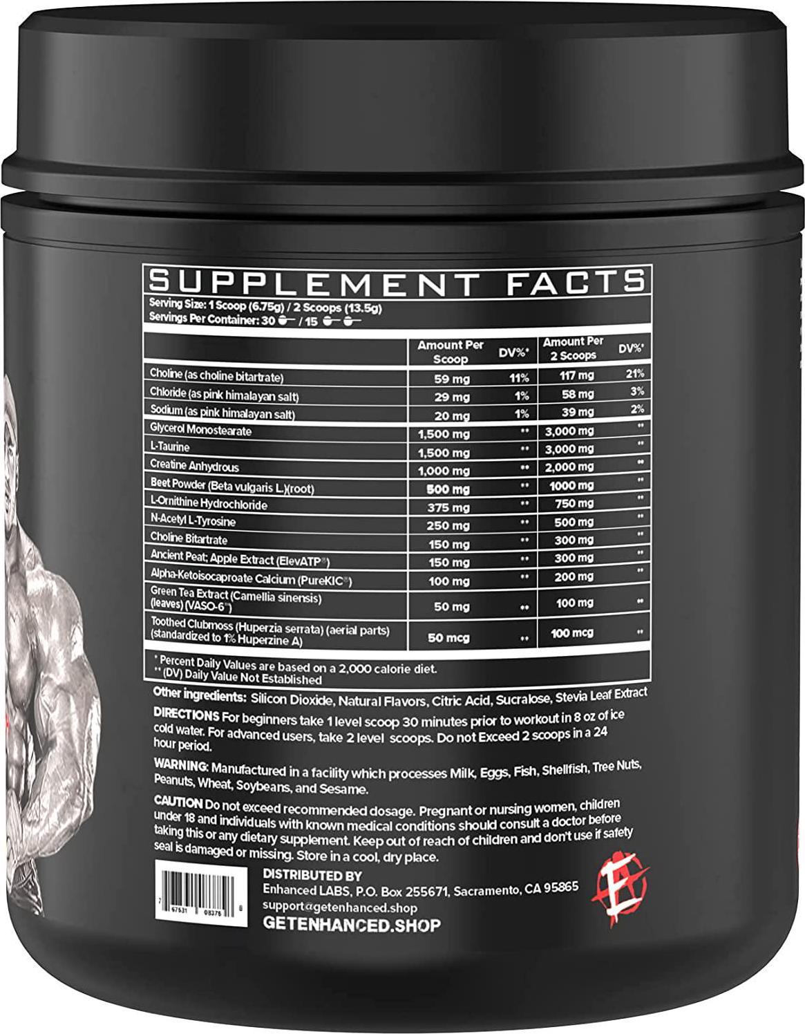 Enhanced Labs - Mr. Olympia 2020 Big Ramy s Rage Pump - Stimulant Free Pre Workout w/ Creatine to Increase Power, Maximize Pump, and Intensify Strength (30 Servings) (Orange Juice)