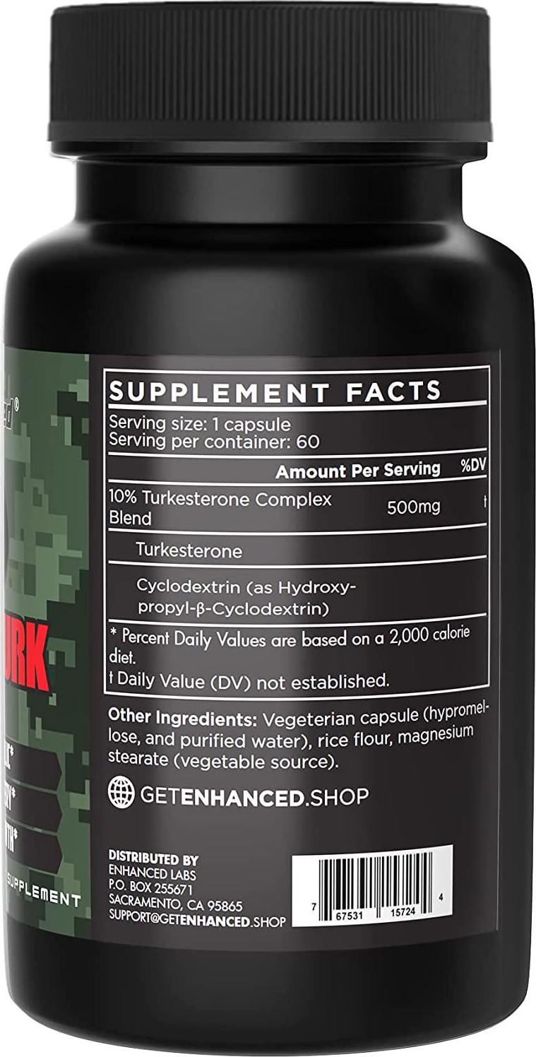 Enhanced Labs PhytoTurk Turkesterone Supplement 500mg for Increased Muscle Growth, Improved Muscle Repair, and Elevated Muscle Protein