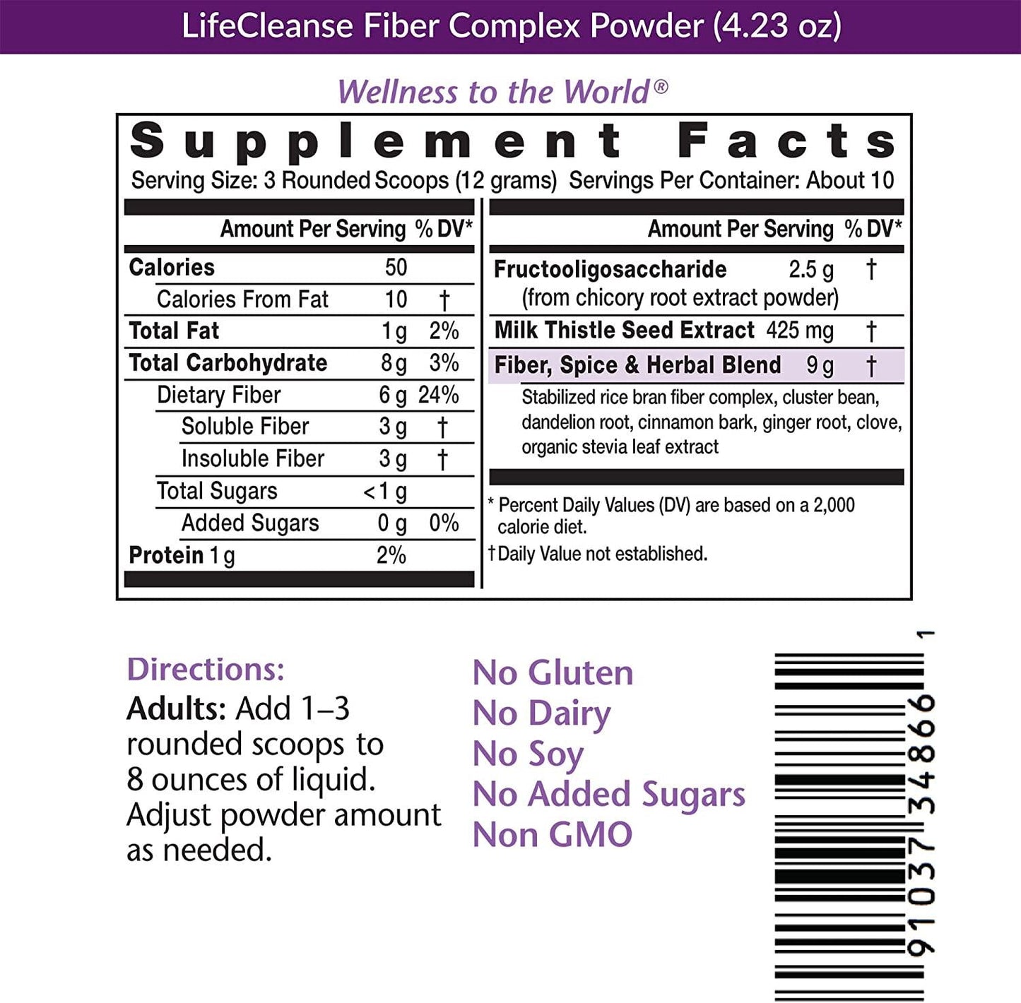 Eniva LifeCleanse Natural Fiber Complex Powder - 4.23 oz