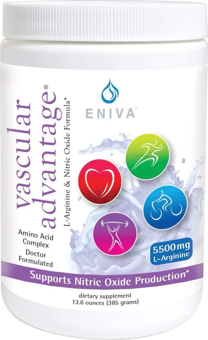 Eniva Pre Workout Nitric Oxide Powder. Extra Strength. 6,950mg Aminos Per Serving. Energy, Endurance, Circulation, Strength. Vegan. No Soy. Keto Friendly.