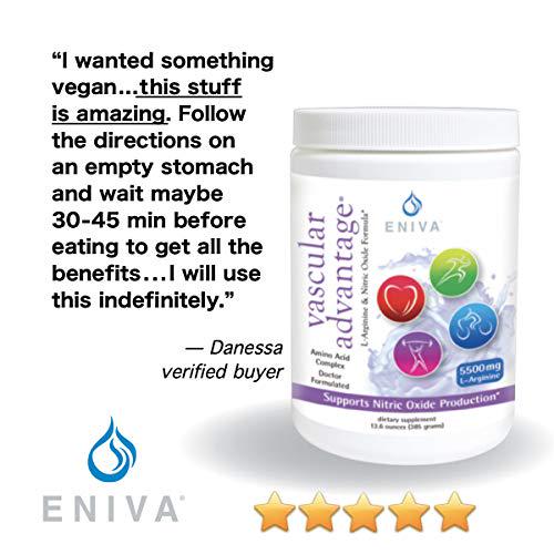 Eniva Pre Workout Nitric Oxide Powder. Extra Strength. 6,950mg Aminos Per Serving. Energy, Endurance, Circulation, Strength. Vegan. No Soy. Keto Friendly.