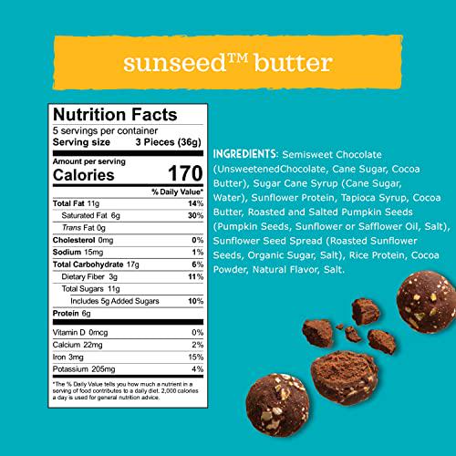 Enjoy Life Enjoy Bites, SunSeed Butter Chocolate Truffles, Dairy Free, Soy free, Nut free, Gluten free, Non GMO, Vegan, Allergy Friendly Snacks, 6.4 oz ( 6 Packs)