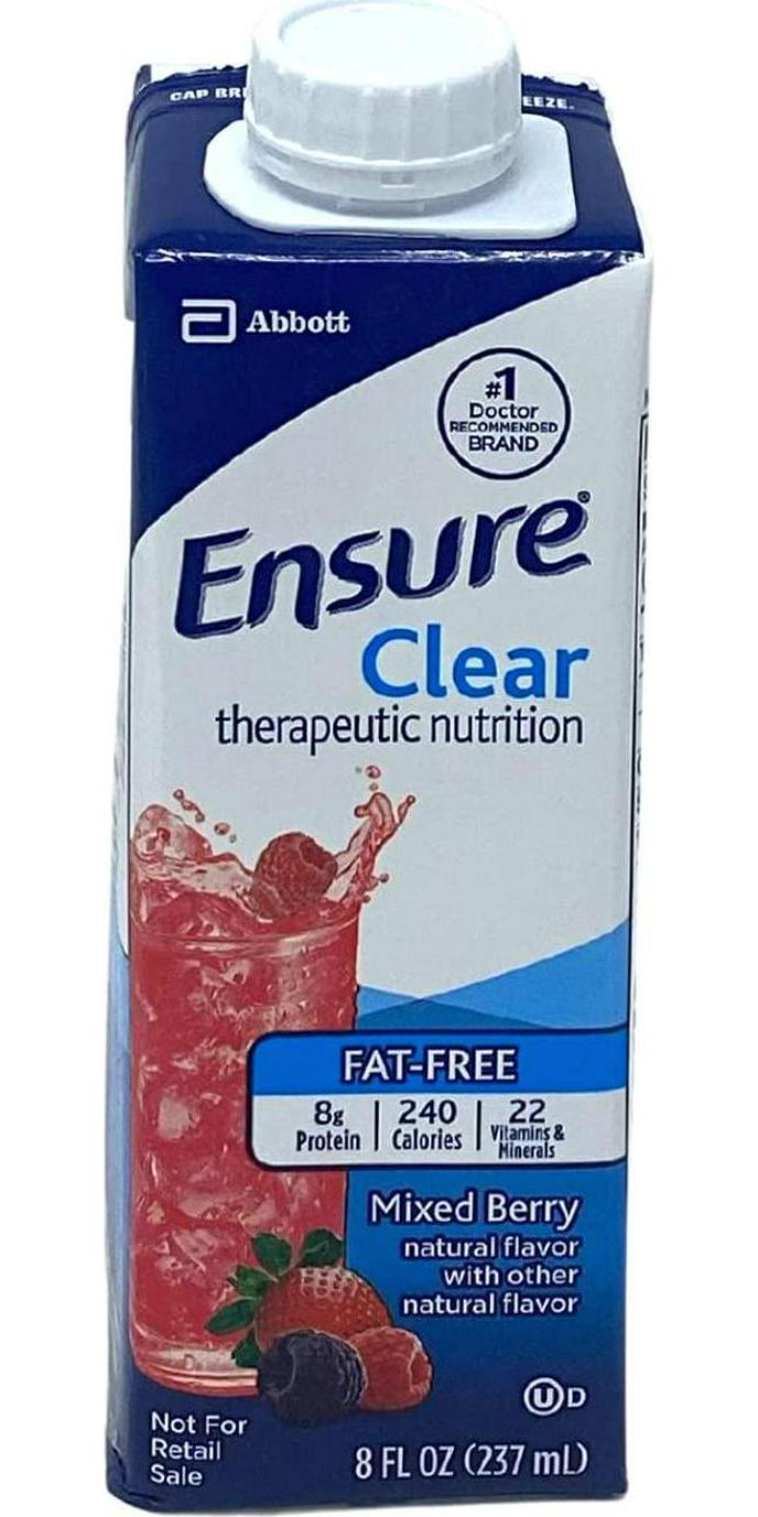 Ensure Clear Mixed Berry, 8 Ounce Recloseable Carton, Abbott 64900 - Case of 24