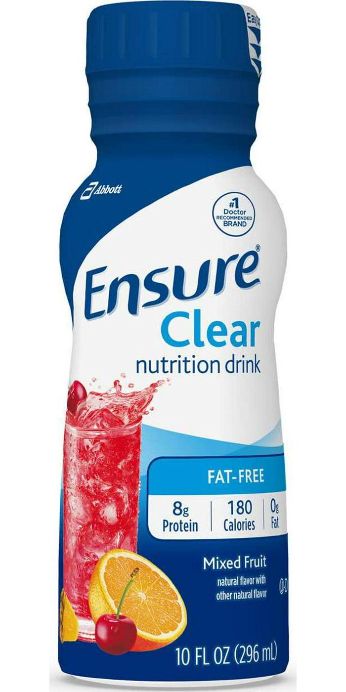 Ensure Clear Nutrition Drink, Fat Free, Mixed Fruit, 10 ounces, 12 count