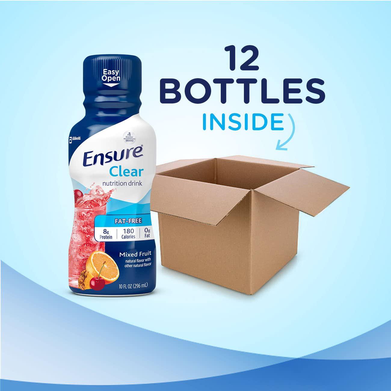 Ensure Clear Nutrition Drink, Fat Free, Mixed Fruit, 10 ounces, 12 count