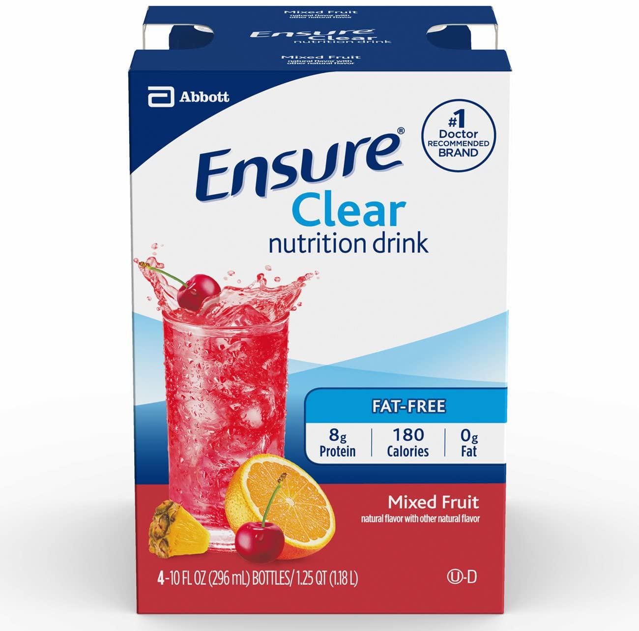 Ensure Clear Nutrition Drink, Fat Free, Mixed Fruit, 10 ounces, 12 count