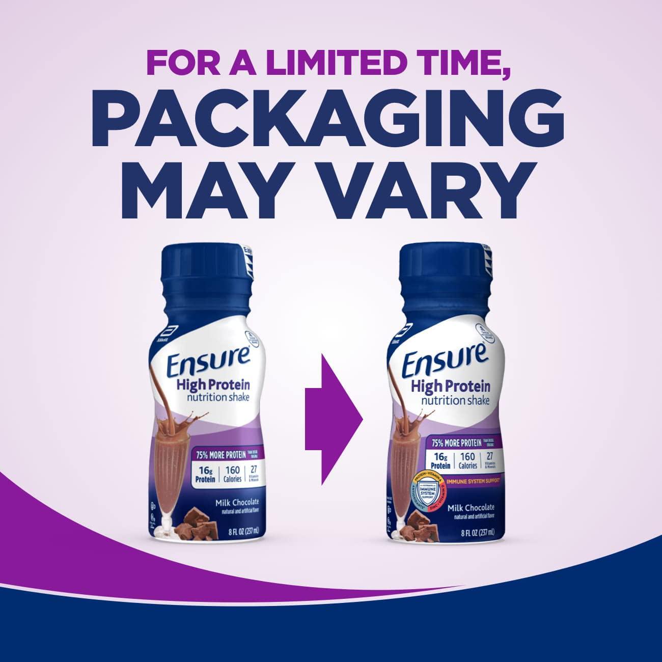 Ensure High Protein Nutritional Shake with 16g of Protein, Ready-to-Drink Meal Replacement Shakes, Low Fat, Milk Chocolate, 8 fl oz, 6 Count